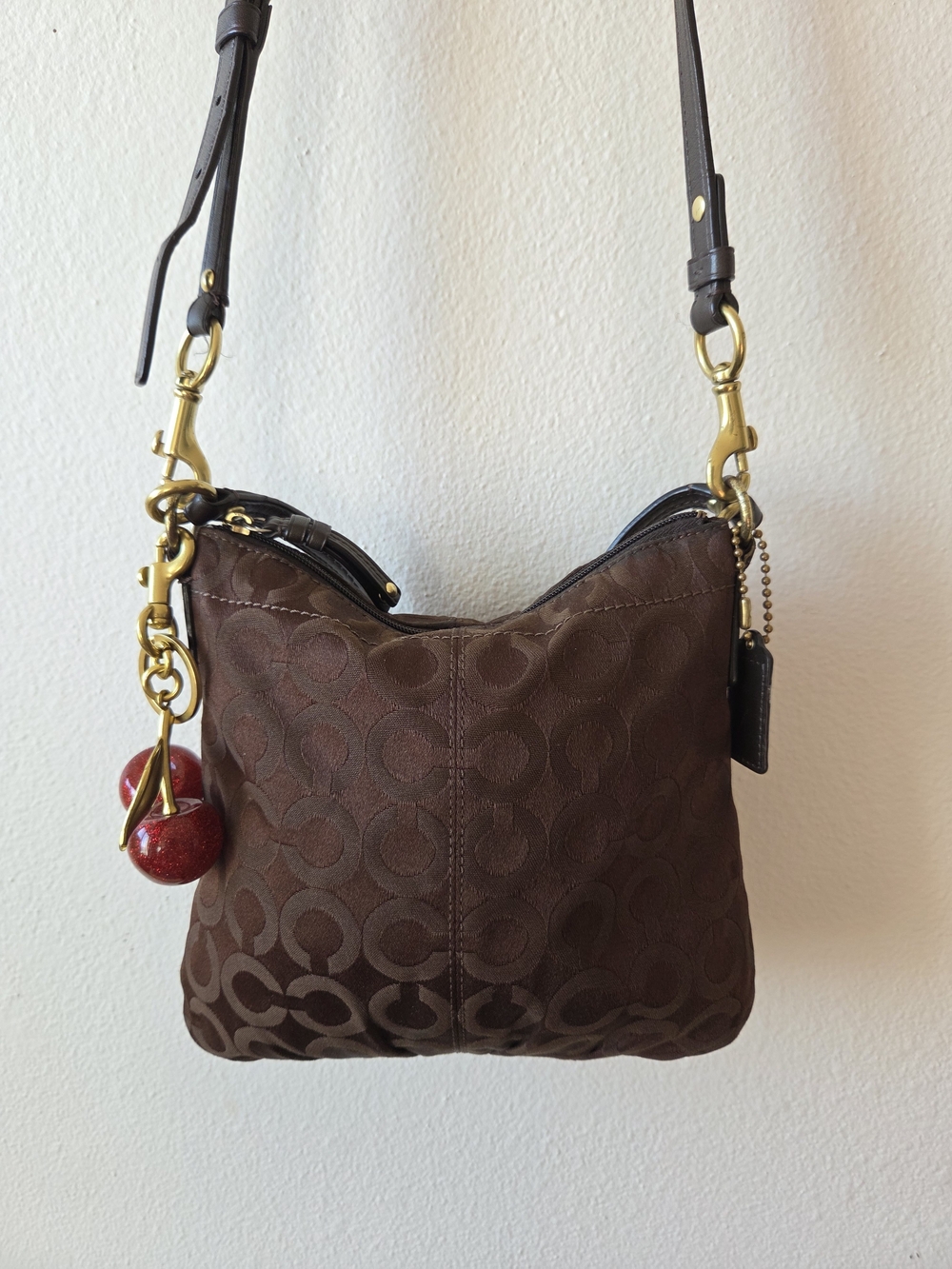 Vintage Y2K Coach Chocolate Brown Signature Monogram Crossbody / Shoulder Bag 🤎